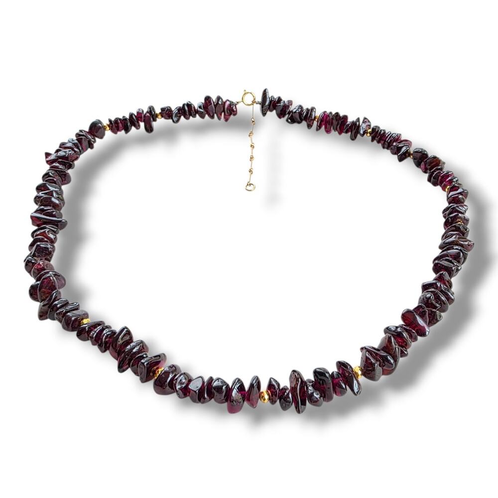 Handmade Artisan Necklace Genuine Garnet 14K Gold Filled Beaded January Stone